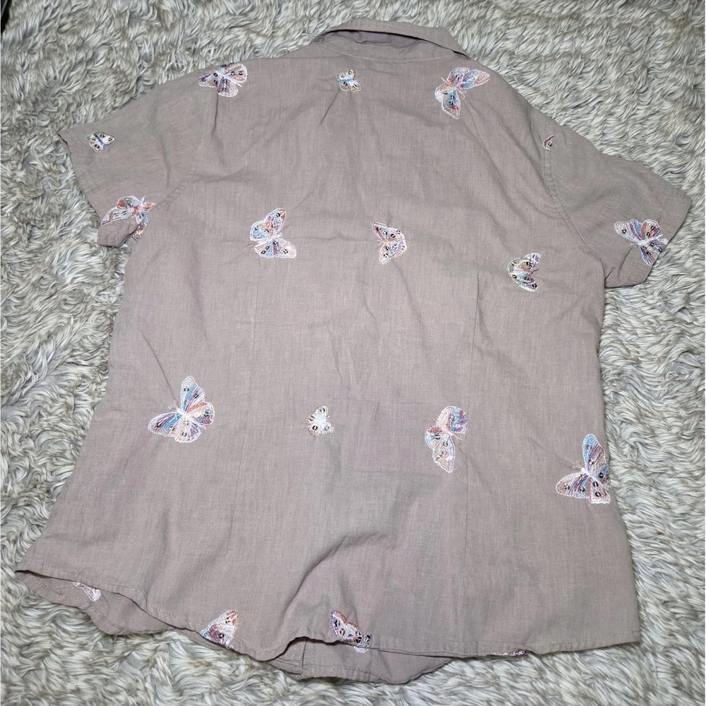Lemon Grass Studio Butterfly Embroidered Blouse Womens M Boho Cottagecore Nature - Picture 7 of 7